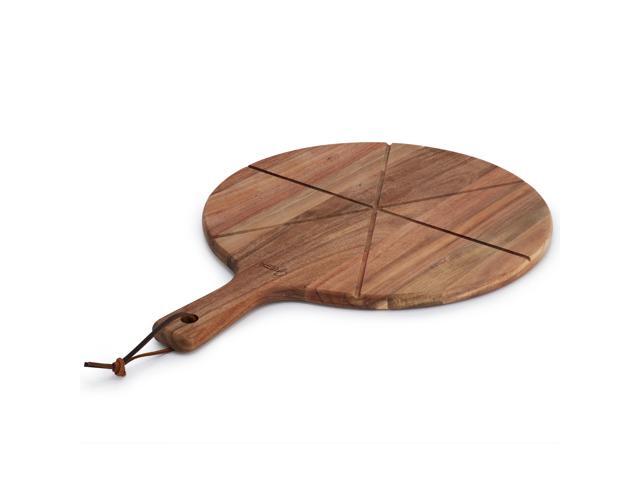 Gibson Elite 2 Piece Acacia Wood Serving Board and Pizza Cutter Set in Brown