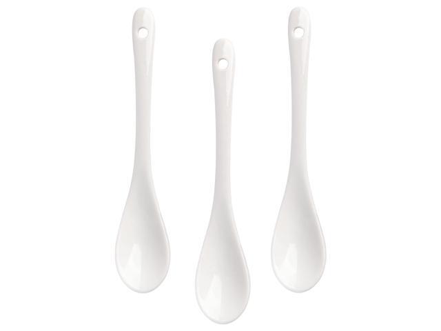 Gibson Gracious Dining 10 Piece Fine Ceramic Condiment Jars with Bamboo Lids and Spoons in White