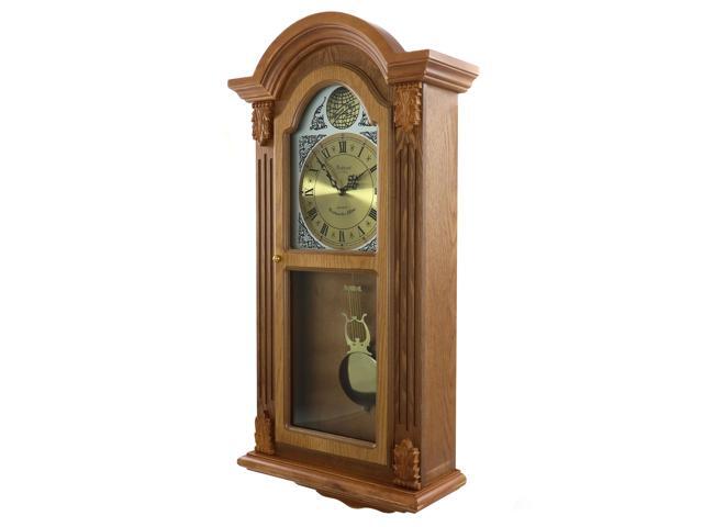 Bedford Clock Collection Honey Oak Chiming Pendulum Wall Clock 510119804M