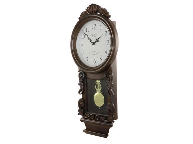 Bedford Clock Collection Chestnut Chiming Pendulum Wall Clock