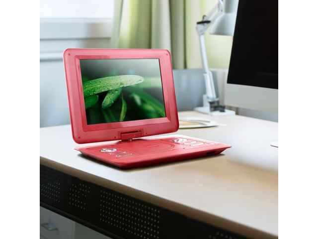 Trexonic 13.3 Inch Portable TV+DVD Player with Color TFT LED Screen and USB/HD/AV Inputs - Red