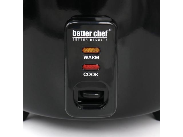 Better Chef 8 Cup Automatic Rice Cooker in Black With Rice Paddle and Measuring Cup