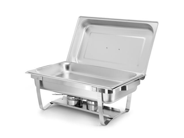 MegaChef 9.5 Quart Foldable Stainless Steel Professional Chafing Dish/Food Warmer/Buffet Server Serving Trays, Set of 4