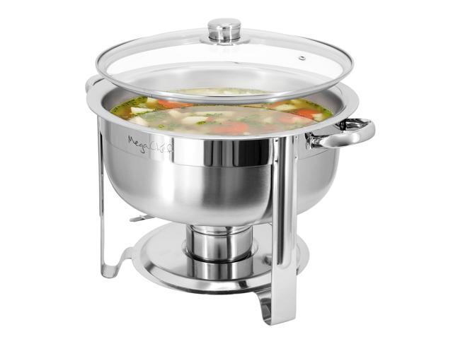 MegaChef 7.9 Quart Round Stainless Steel Professional Chafing Dish/Food Warmer/Buffet Server Serving Trays