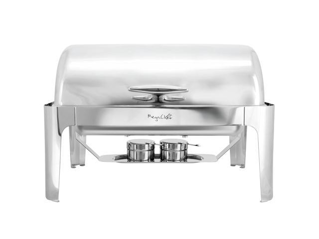 MegaChef 9.5 Quart Oblong Roll Top Stainless Steel Professional Chafing Dish/Food Warmer/Buffet Server Serving Trays