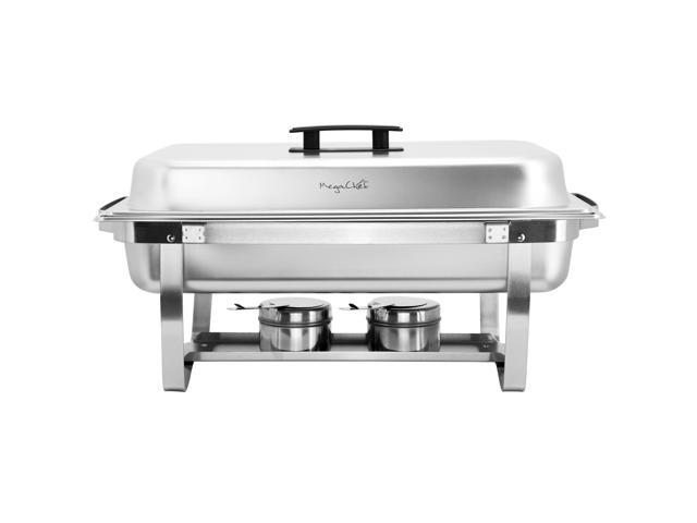 MegaChef 9.5 Quart Foldable Stainless Steel Professional Chafing Dish/Food Warmer/Buffet Server Serving Trays