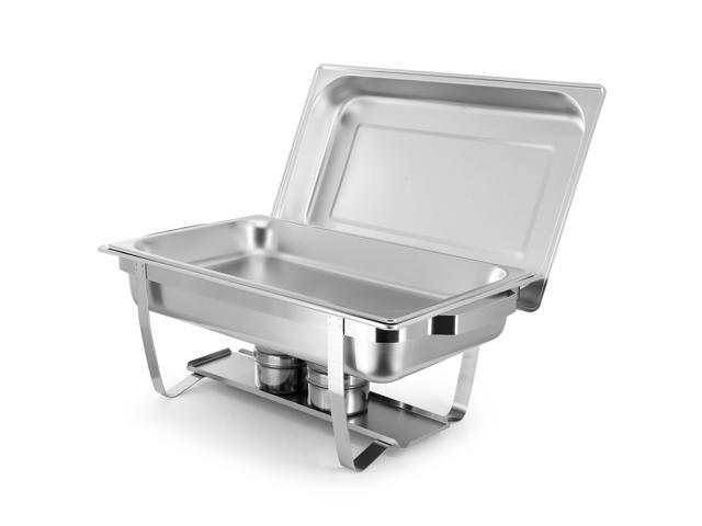 MegaChef 9.5 Quart Stackable Stainless Steel Professional Chafing Dish/Food Warmer/Buffet Server Serving Trays, Set of 2