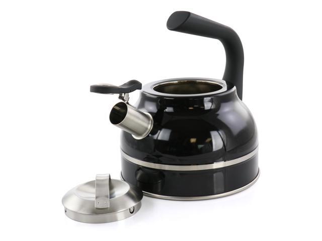 Kenmore Elite 2.3 Quart Stainless Steel Whistling Tea Kettle in Black 510119680M