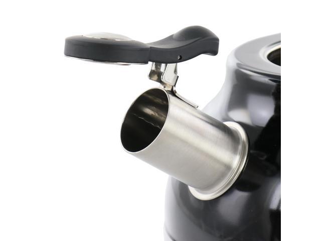 Kenmore Elite 2.3 Quart Stainless Steel Whistling Tea Kettle in Black 510119680M