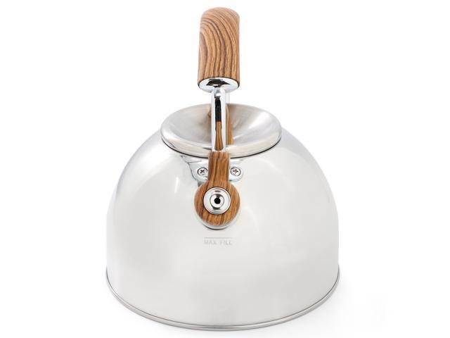 Mr. Coffee Fremont 2 Quart Mirror Polish Stainless Steel Whistling Tea Kettle 510122637M