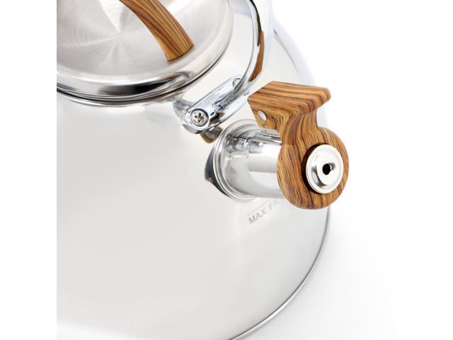Mr. Coffee Fremont 2 Quart Mirror Polish Stainless Steel Whistling Tea Kettle 510122637M