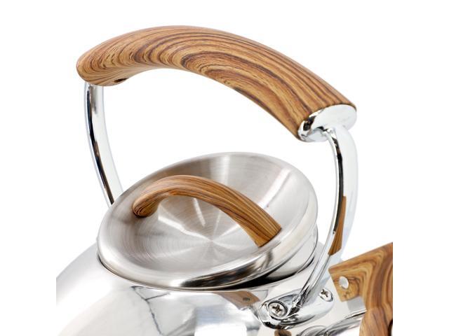 Mr. Coffee Fremont 2 Quart Mirror Polish Stainless Steel Whistling Tea Kettle 510122637M