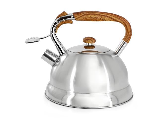 Mr. Coffee Woodmont 2 Quart Stainless Steel Stovetop Whistling Tea Kettle in Silver