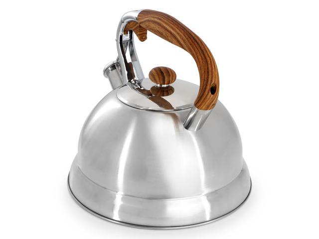 Mr. Coffee Woodmont 2 Quart Stainless Steel Stovetop Whistling Tea Kettle in Silver