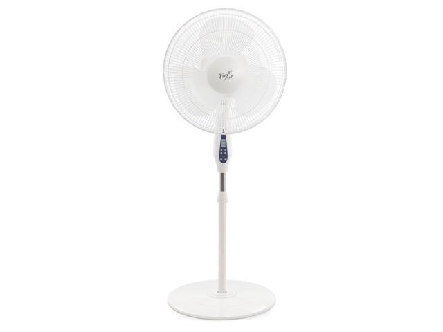 Vie Air 16 Inch 3 Speed Oscillating Stand Fan with Remote Control in White