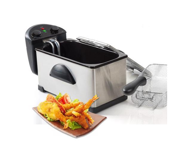 MegaChef 3.17 Quart Stainless Steel Electric Deep Fryer with Timer