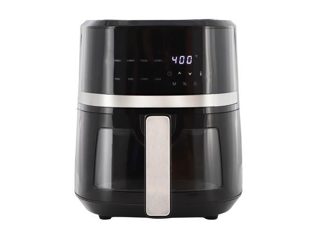 MegaChef 4 Quart Digital LED Display Electric Air Fryer with Transparent Window in Black with 125 Piece Paper Liners