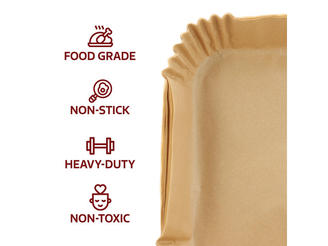 MegaChef 125 Piece 8 Inch 5-8 Quart Square Air Fry Parchment Paper Liners