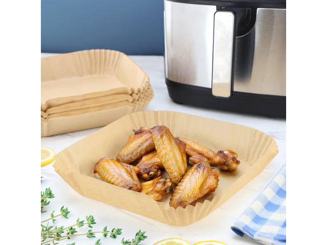 MegaChef 125 Piece 8 Inch 5-8 Quart Square Air Fry Parchment Paper Liners