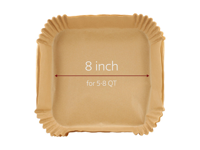 MegaChef 125 Piece 8 Inch 5-8 Quart Square Air Fry Parchment Paper Liners
