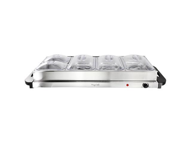 MegaChef Buffet Server & Food Warmer With 5 Removable Sectional Trays, Heated Warming Tray and Removable Tray Frame