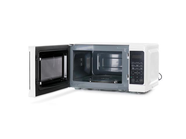 Galanz 0.7 cu ft 700W Countertop Microwave Oven in White with One Touch Express Cooking