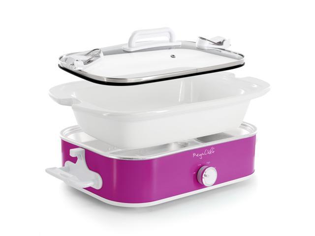 MegaChef 3.5 Quart Casserole Slow Cooker with 3 Temperature Settings in Purple