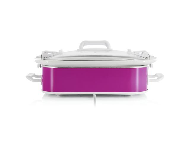 MegaChef 3.5 Quart Casserole Slow Cooker with 3 Temperature Settings in Purple