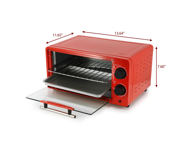 MegaChef 9 Liter Electric Counter Top Toaster Oven in Candy Red