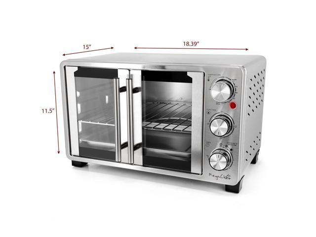 MegaChef 25 Liter French Door Multi-Function Electric Toaster Oven with Rotisserie Set