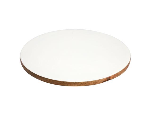 Gibson Home 14 Inch Wood Lazy Susan Serving Board in White