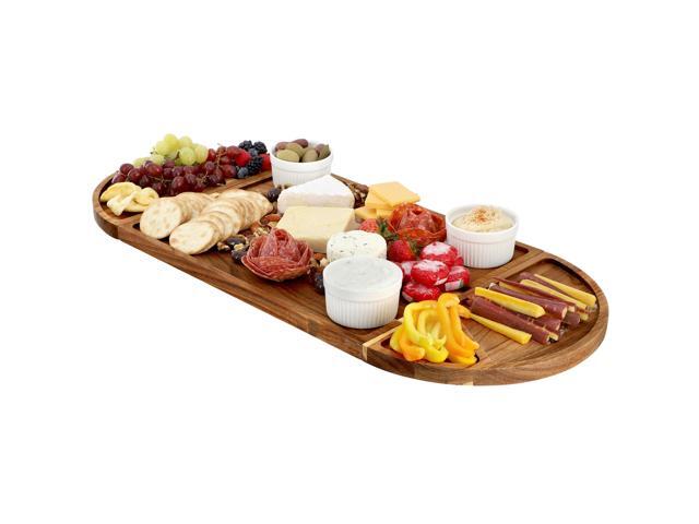 MegaChef 3 Piece Acacia Wood Cutting Board with Maganitized Serving Board Platter