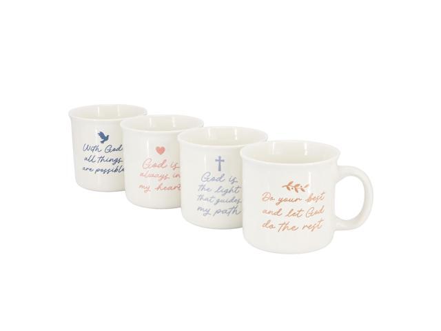 Gibson Home Daily Wisdom 4 Piece Assorted 21 Ounce Stoneware Mug Set in White