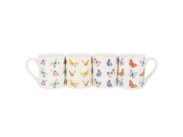 Gibson Home Butterfly Wings 4 Piece 18 Ounce Stoneware Mug Set in White