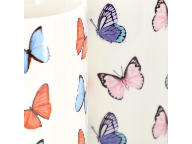 Gibson Home Butterfly Wings 4 Piece 18 Ounce Stoneware Mug Set in White