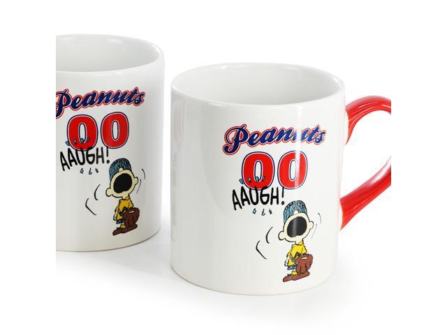 Peanuts Best in Sports Varsity 4 Piece 19 Ounce Stoneware Mug Set in White and Red