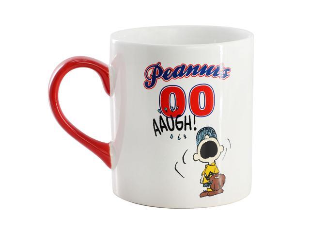 Peanuts Best in Sports Varsity 4 Piece 19 Ounce Stoneware Mug Set in White and Red