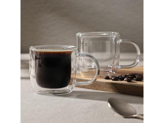 Mr. Coffee Salon Espresso 2 piece 3 Ounce Double Wall Insulated Glass Mug Set