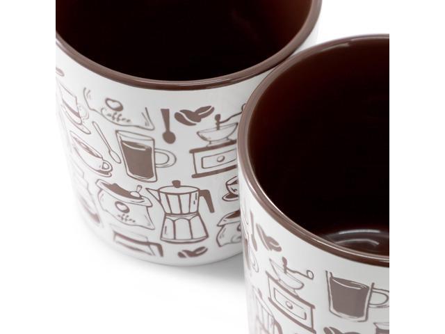 Mr. Coffee Vintage Brew 4 Piece 18 Ounce Coffee Maker Stoneware Mug Set in Brown