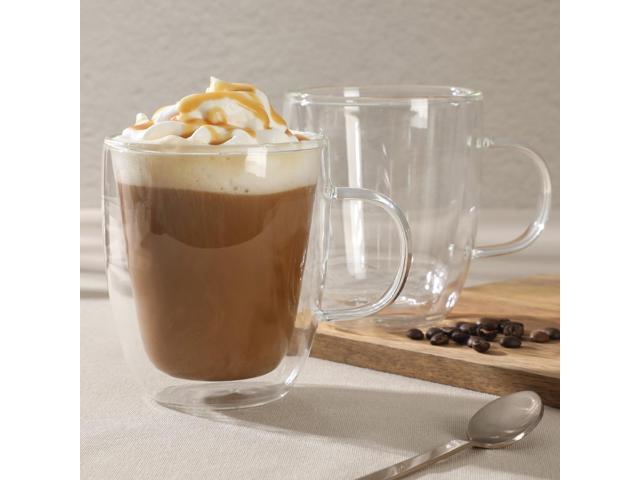Mr. Coffee Retro Machiatto 2 piece 16 Ounce Double Wall Insulated Glass Mug Set