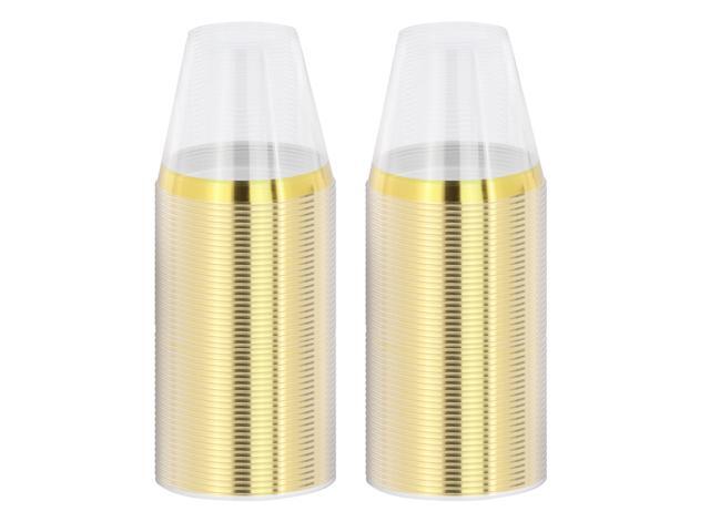 Elama 100 Piece 9 Ounce Disposable Plastic Gold Rimmed Party Cup Set