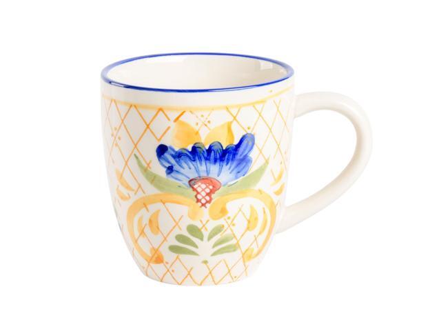 Laurie Gates Tierra Tile 4 Piece 17.4 Ounce Hand Painted Stoneware Mug Set