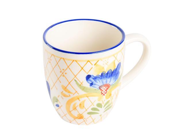 Laurie Gates Tierra Tile 4 Piece 17.4 Ounce Hand Painted Stoneware Mug Set