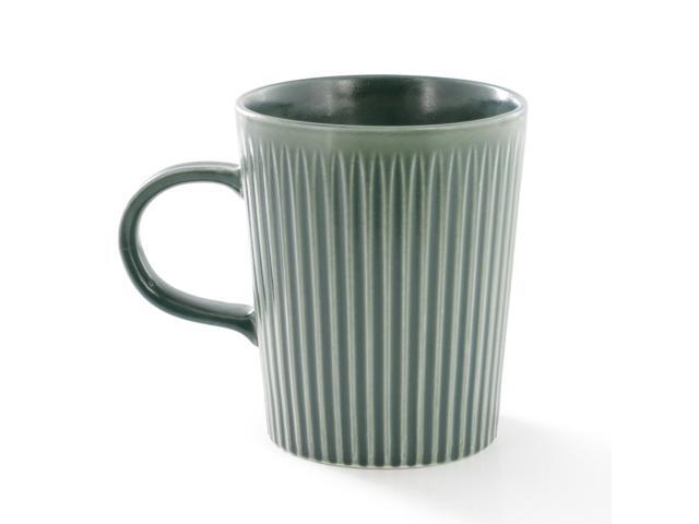 Meritage 4 Piece 16.5 Ounce Embossed Stoneware Mug Set in Matte Sage