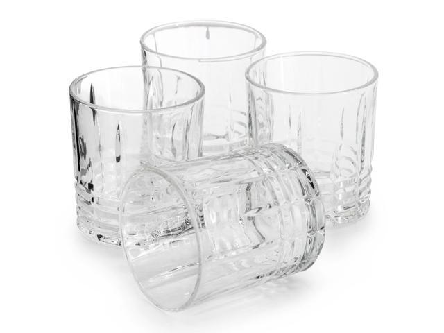 Martha Stewart Everyday Calista 4 Piece 11.5 Ounce Double Old Fashioned Glassware Set in Clear