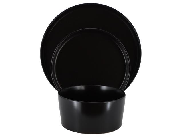 Elama Josh 18 Piece Stoneware Dinnerware Set in Matte Black