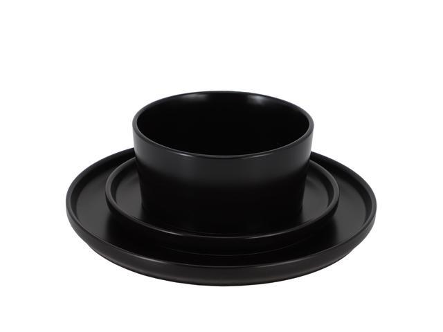 Elama Josh 18 Piece Stoneware Dinnerware Set in Matte Black