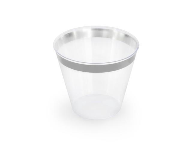 Elama 350 Piece Disposable Plastic Dinnerware Party Set for 50 Guests in White with Silver Trim