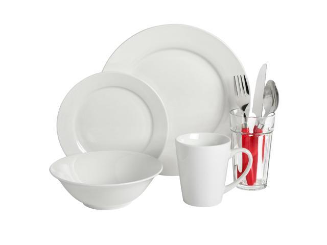 Gibson Home Regal White II 32 Piece Fine Ceramic Dinnerware Combo Set in White