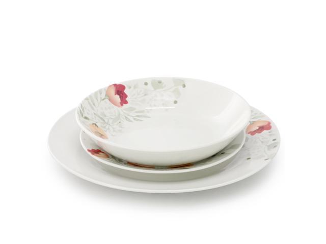 Elama Poppy 18 Piece Porcelain Dinnerware Set, Service for 6